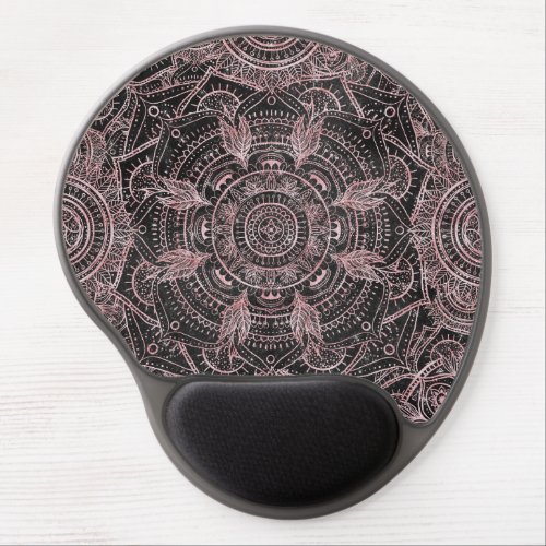 Boho Rose Gold Gray Mandala Elegant Design Gel Mouse Pad