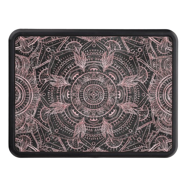 Boho Rose Gold Gray Mandala Elegant Design Hitch Cover (Front)
