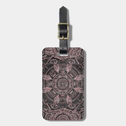 Boho Rose Gold Gray Mandala Elegant Design Luggage Tag