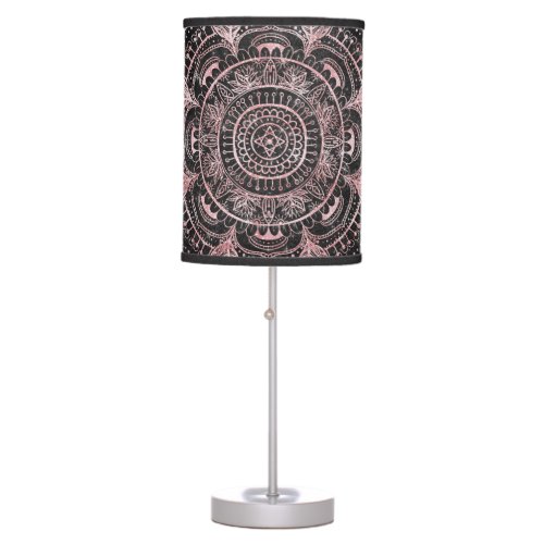 Boho Rose Gold Gray Mandala Elegant Design Table Lamp
