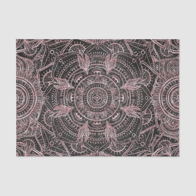 Boho Rose Gold Gray Mandala Elegant Design Tissue Paper (Front)
