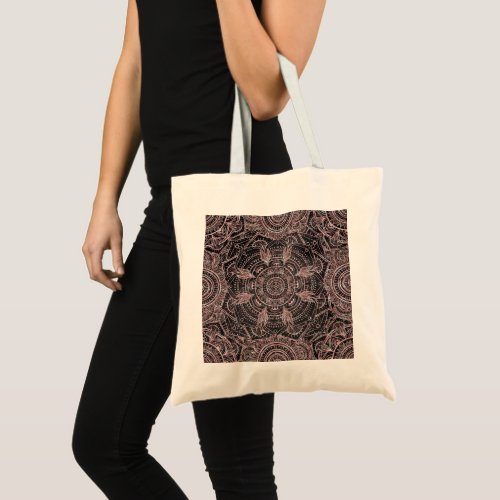 Boho Rose Gold Gray Mandala Elegant Design Tote Bag