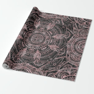 Boho Rose Gold Gray Mandala Elegant Design Wrapping Paper