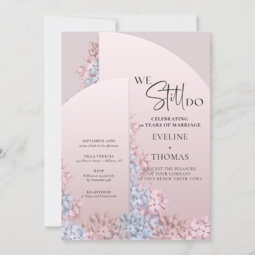 Boho rose gold spring floral arch we still do invitation