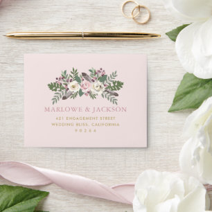 Boho Rose Pink Moody Floral RSVP Wedding Envelope