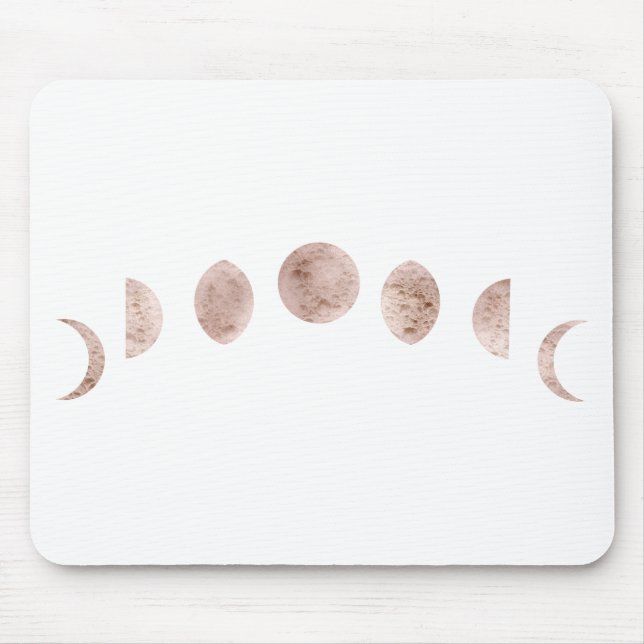 Boho Rose Pink Moon Phases Modern Minimal  Mouse Pad (Front)