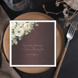 Boho Roses and Elegant Burgundy Wedding Napkins