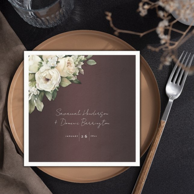 Boho Roses and Elegant Burgundy Wedding Napkins (Creator Uploaded)