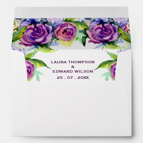 Boho Roses and peonies purple watercolor bouquet  Envelope
