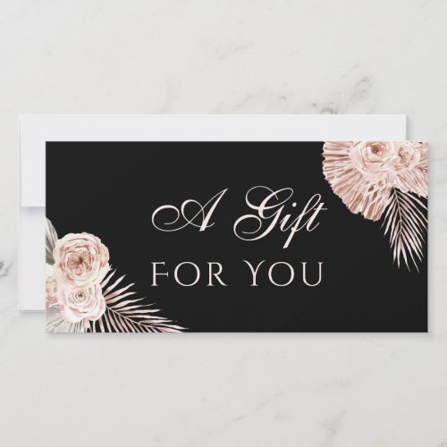 Boho roses black gift certificate