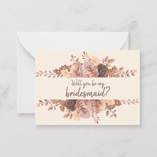 Boho Roses Bridesmaid Proposal Note Card