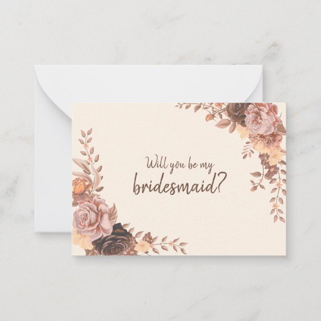Boho Roses Bridesmaid Proposal Note Card (Back)