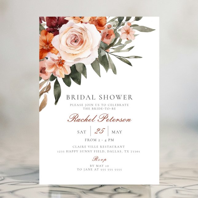 Boho Roses Floral Greenery Bridal Shower Invitatio Invitation (Creator Uploaded)