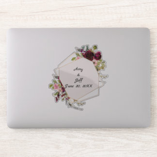 Boho Roses Geometric Wedding Dates Sticker