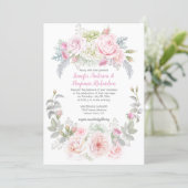Boho Roses Hydrangeas Floral Wedding Invitations (Standing Front)