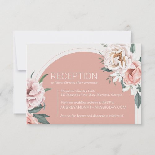 Boho Roses Reception and RSVP card