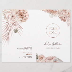 Boho roses service menu brochure