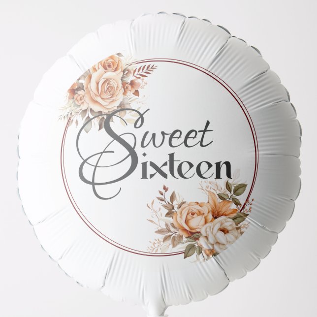 Boho Roses Sweet 16 Balloon (Front)