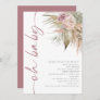 Boho Rotated Script Pampas Pink Oh Baby Shower Invitation
