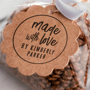 Boho Round Made With Love Handmade By Custom Name Rubber Stamp