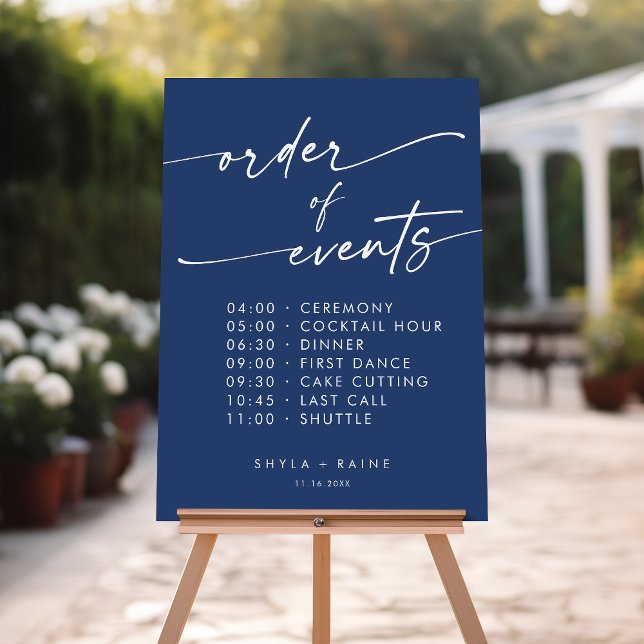 Boho Royal Blue Order Of Events Wedding Sign (Creator Uploaded)