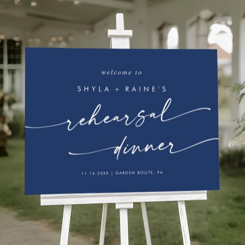 Boho Royal Blue Rehearsal Dinner Welcome Sign