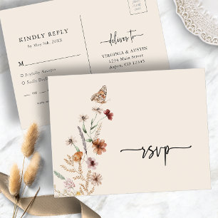 Boho RSVP Wedding Postcard