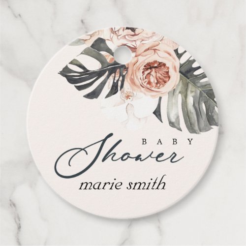 BOHO RUST BLUSH MONSTERA FLORAL BABY SHOWER  FAVOR TAGS