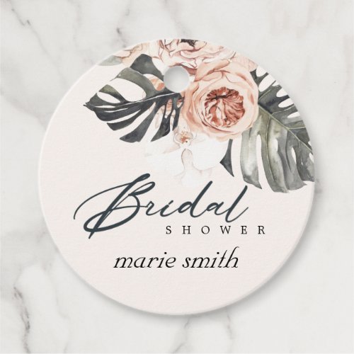 BOHO RUST BLUSH MONSTERA FLORAL BRIDAL SHOWER  FAVOR TAGS