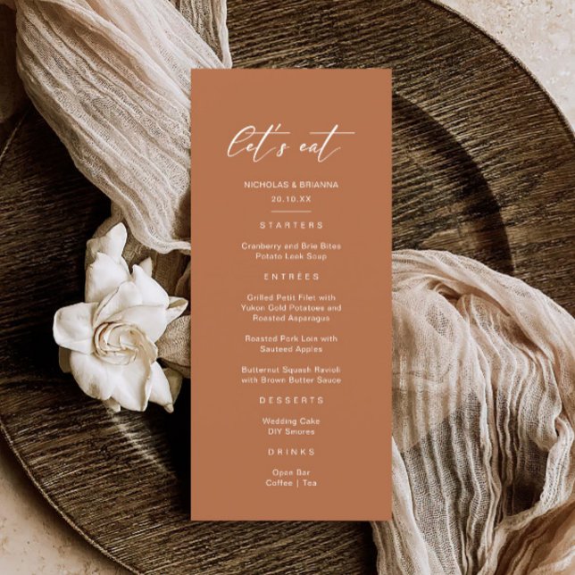Boho Rust Burnt Orange Terracotta Wedding Menu (Creator Uploaded)