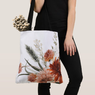 Boho Rust Floral Autumn Bouquet Tote Bag