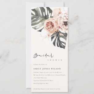 BOHO RUST FLORAL MONSTERA LEAVES BRIDAL SHOWER  IN INVITATION