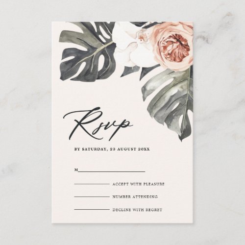 BOHO RUST FLORAL MONSTRERA FLORAL WEDDING RSVP ENC ENCLOSURE CARD