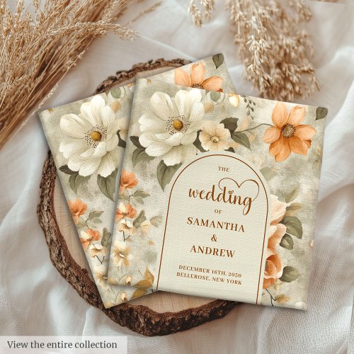 Boho Rust Ivory Sage Watercolor Floral Wedding Cloth Napkin
