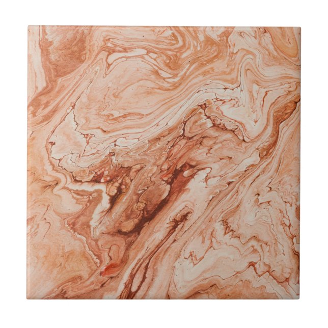 Boho Rust Marble Effect Earthy Abstract Ceramic Tile (Front)
