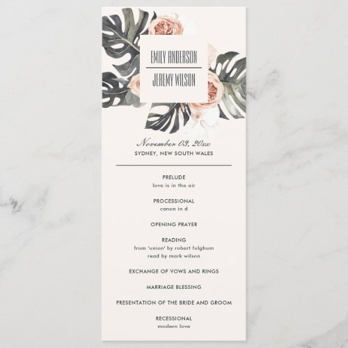 BOHO RUST MONSTERA FLORAL WEDDING CEREMONY PROGRAM