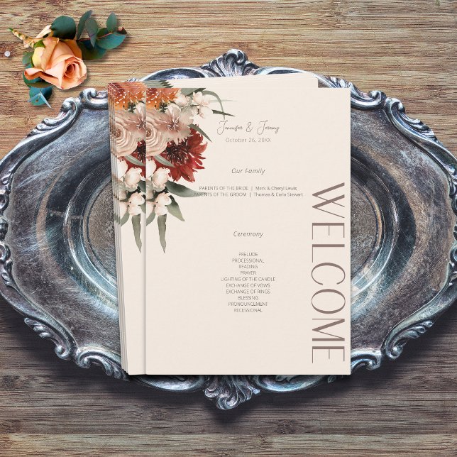 Boho Rust & Neutral Cream Fall Floral  Program (Boho Rust & Neutral Cream Fall Floral Program)