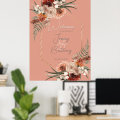 Button Rusted Transparent Boho Rust & Neutral Fall Floral Peach Rust Frame Poster | Zazzle