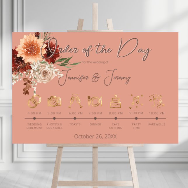 Boho Rust & Neutral Fall Floral Peach Timeline Foam Board (Creator Uploaded)
