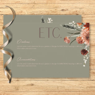 Boho Rust & Neutral Fall Floral Sage Green Details Enclosure Card