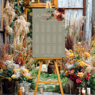 Boho Rust & Neutral Fall Floral Sage Wedding Seat Foam Board
