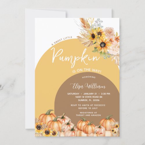 Boho Rust Orange Pumpkin is on the way baby shower Invitation