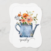 Boho Rust Orange Watercolor Flowers Watering Can (Front/Back)