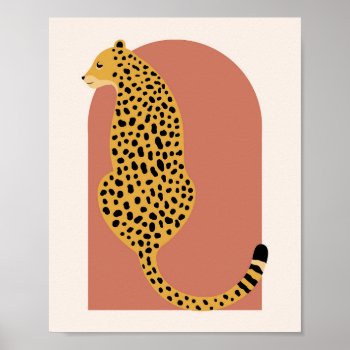 Boho Rust Pink Vintage Arch Oversized Leopard Poster by TypologiePaperCo at Zazzle