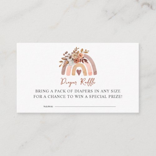 Boho rust Terracotta Baby Shower Diaper Raffle Enclosure Card