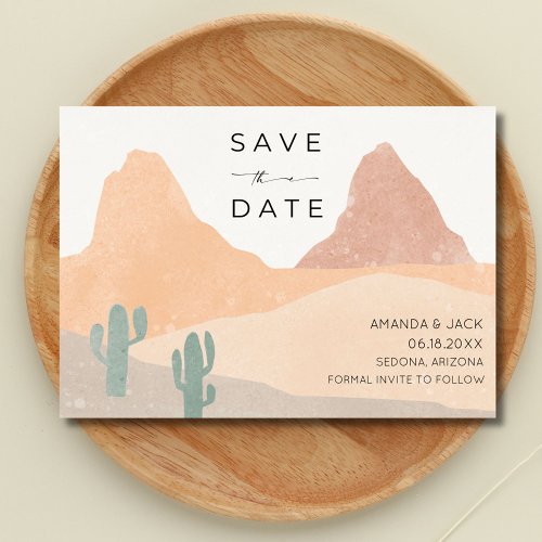 Boho Rust Terracotta Desert Wedding Photo  Save The Date