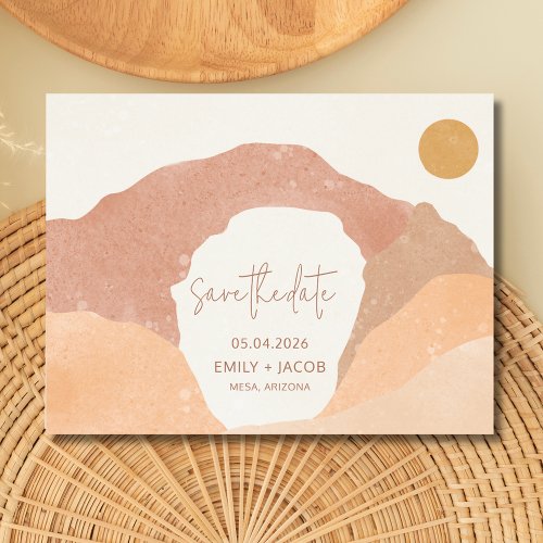 Boho Rust Terracotta Desert Wedding Save the Date Announcement Postcard