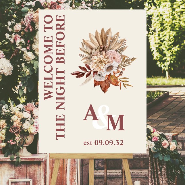 Boho Rust Terracotta Dried Fan Rehersal Dinner Foam Board (Creator Uploaded)