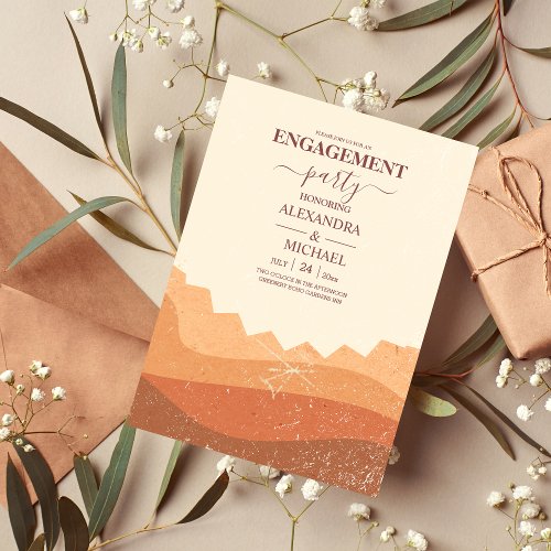 Boho Rust Terracotta  Engagement Invitation