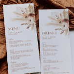 Boho Rust Terracotta Pampas Wedding Menu & Drinks<br><div class="desc">A cute Boho Wedding Menu with Drinks menu on the back. The perfect pampas grass and dried flower menu for your boho wedding in neutral earthy tones (terracotta and rust). Matching items include wedding invitation,  Save the Date,  Thank You Cards,  Wedding Backdrop Banner,  Favor Tags and more.</div>